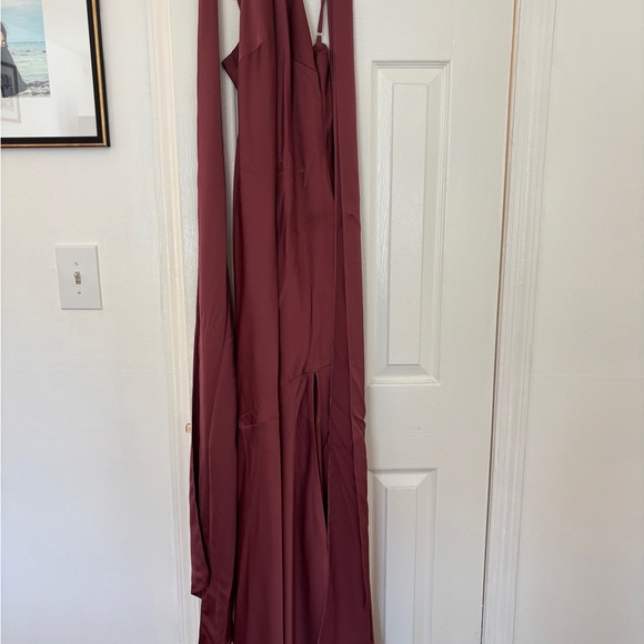 Azazie Mauve Halter and Tiered Wedding Dresses - Picture 2 of 3